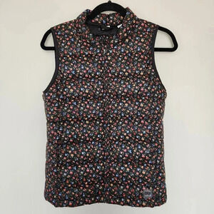 GAP Kids NWOT Puffer Vest Black Floral Full Zip Primaloft Down Alternative XXL